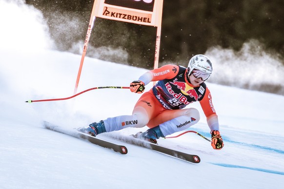 ABD0090_20250122 - KITZB�HEL - �STERREICH: Lars Roesti (SUI) w�hrend dem 2. Training f�r die Abfahrt der M�nner am Mittwoch, 22. J�nner 2025, anl. des 85. Hahnenkammrennens auf der Streif in Kitzb�hel ...