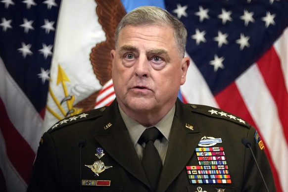 FILE - Chairman of the Joint Chiefs of Staff U.S. General Mark Milley addresses the media during a meeting of NATO defense ministers, at NATO headquarters in Brussels, June 15, 2023. In Quotes of the  ...