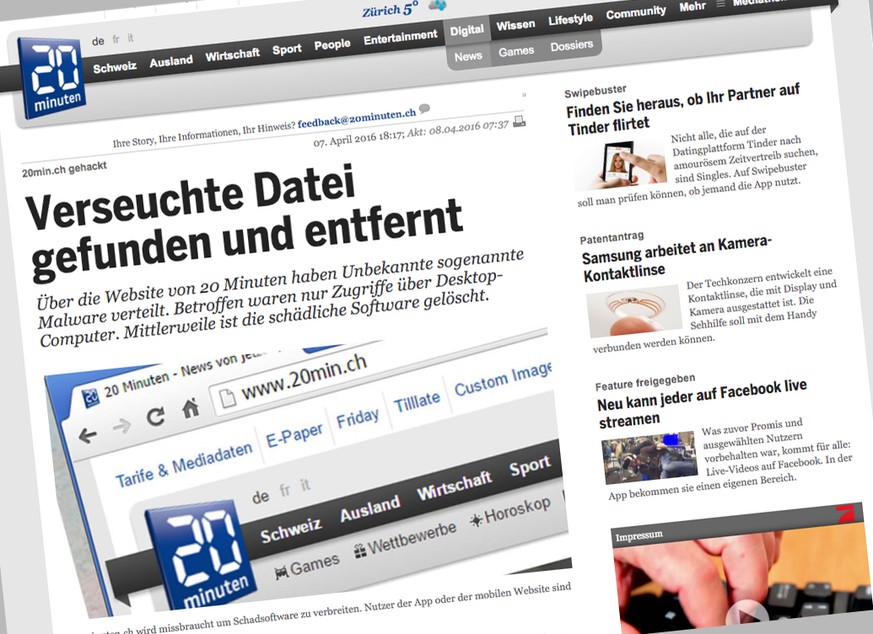 «20 Minuten» als Malware-Schleuder: Warum wurde nicht früher gewarnt?