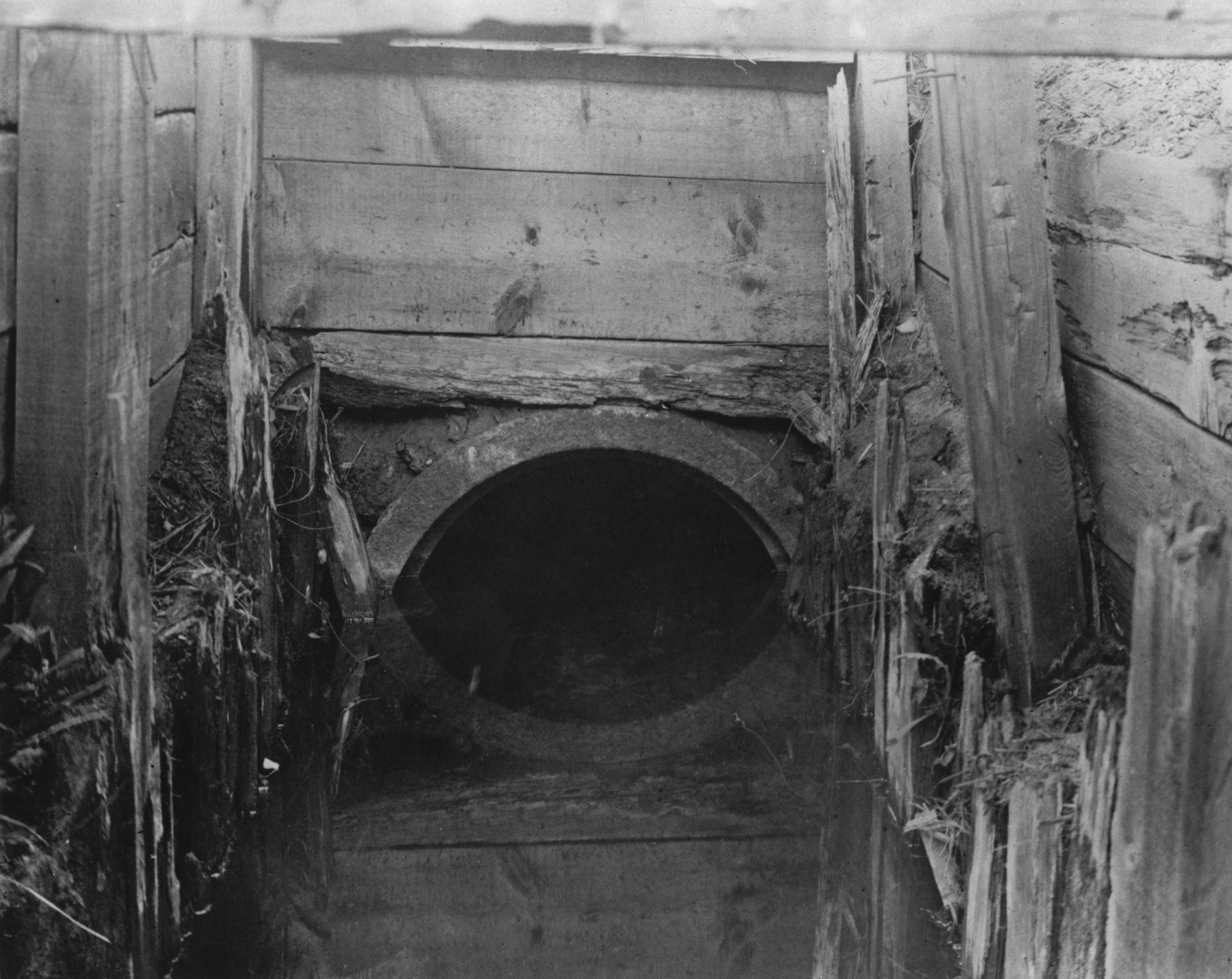 A culvert along the Pennsylvania Railroad tracks near Wolf Lake in Hammond, Indiana, where the body of 14-year-old Robert Franks was discovered by Tony Minke on 22nd May 1924. Nathan Leopold and Richa ...
