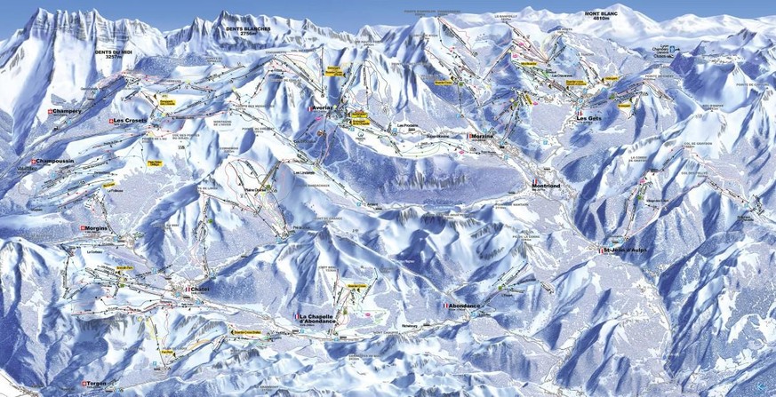 Der Pistenplan von Les Portes du Soleil.