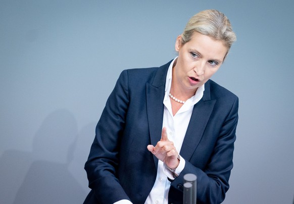 11.09.2019, Berlin: Alice Weidel, Fraktionsvorsitzende der AfD, spricht bei der Generaldebatte im Deutschen Bundestag. Hauptthema der 111. Sitzung der 19. Legislaturperiode ist der Gesetzentwurf der B ...