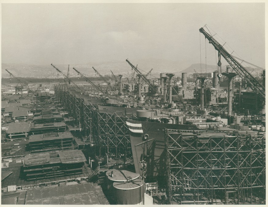 Die Kaiser-Werft in Richmont während des Zweiten Weltkriegs.
