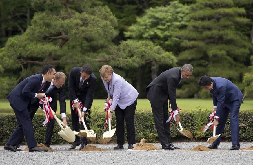 Das gemeinsame Pflanzen mehrere Bäume gehörte zum Zeremoniell im japanischen Ise-Shima.&nbsp;