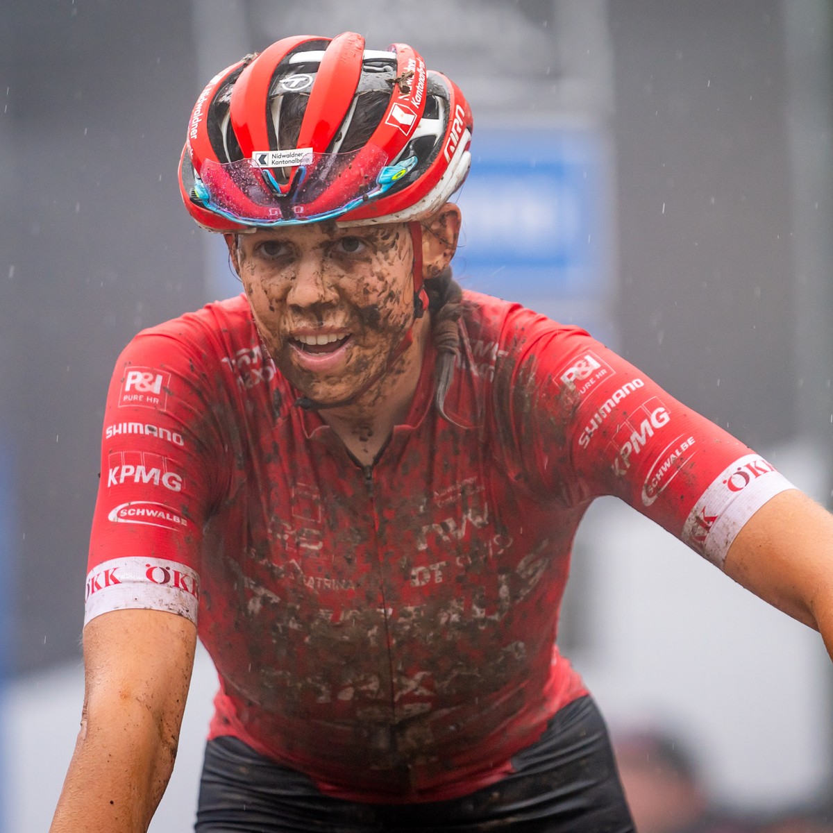 ARCHIVBILD ZUR VORSCHAU AUF DIE MULTISPORT-EM, AM DIENSTAG, 9. AUGUST 2022 - Alessandra Keller from Switzerland, 1st, crosses the finish line during the UCI Mountain Bike World Cup Cross Country Women ...