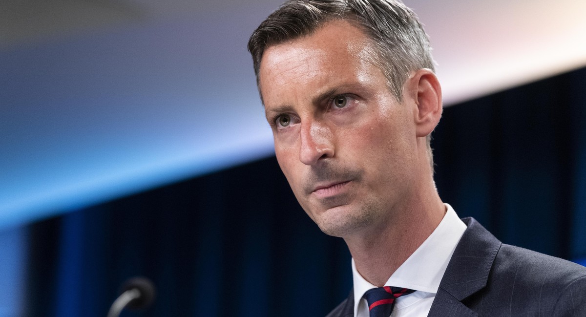 FILE - In this July 7, 2021, file photo State Department spokesperson Ned Price pauses while speaking during a media briefing at the State Department in Washington. The Biden administration has reache ...