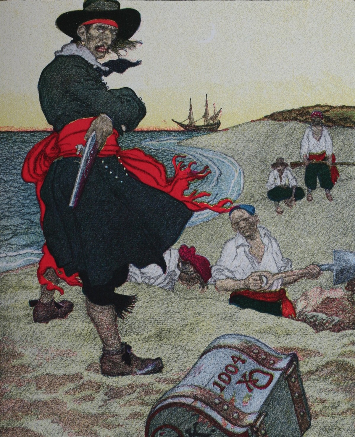 Howard Pyles Gemälde von Kidd beim Vergraben seiner Schätze.