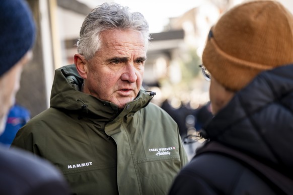 Bruno Huggler, Director of Crans-Montana Tourism reacts after the fire at the "Le Constellation" bar and lounge, in Crans-Montana, Switzerland, Sunday, January 4, 2026. 40 persons lost their ...