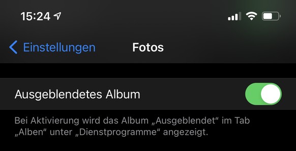 In den Systemeinstellungen geht man zu &gt; Fotos und aktiviert die Funktion «Ausgeblendetes Album».