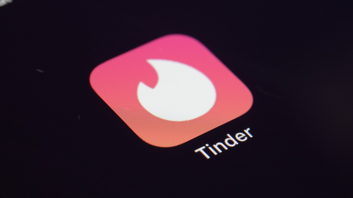 FILE - This July 28, 2020, file photo shows the icon for the Tinder dating app on a device in New York. According to a new study released Tuesday, Oct. 5, 2021, by Pew Research Center, the share of th ...