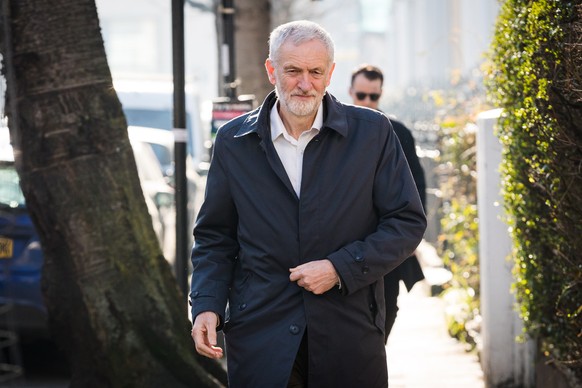 epa07396230 Britain&#039;s opposition Labour Party leader Jeremy Corbyn leaves his home in north London, Britain, 25 February 2019. Labour&#039;s deputy leader Tom Watson on 24 February called for Cor ...