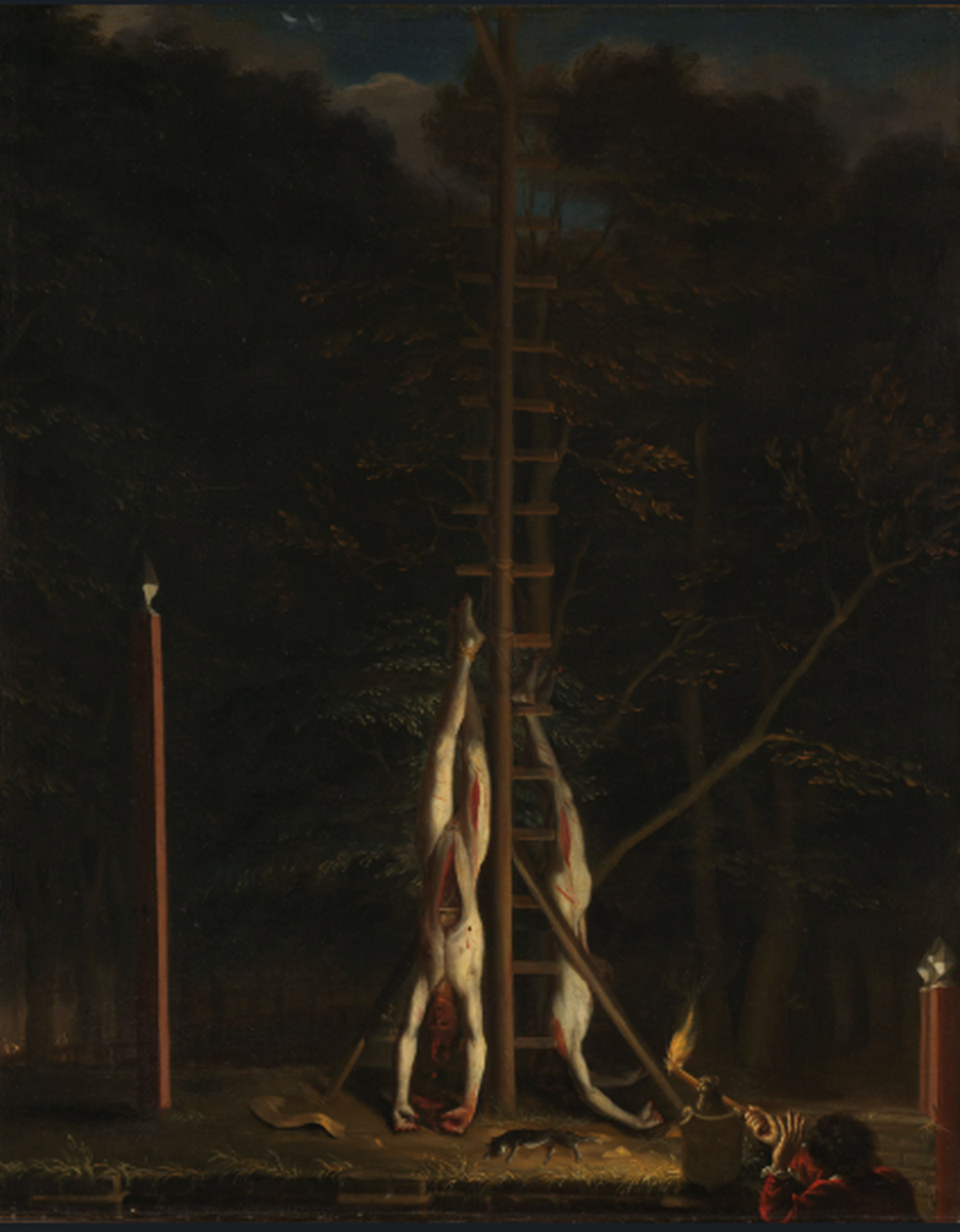 The Corpses of the De Witt Brothers, Jan de Baen

https://www.wikiart.org/en/jan-de-baen/the-corpses-of-the-de-witt-brothers-1642