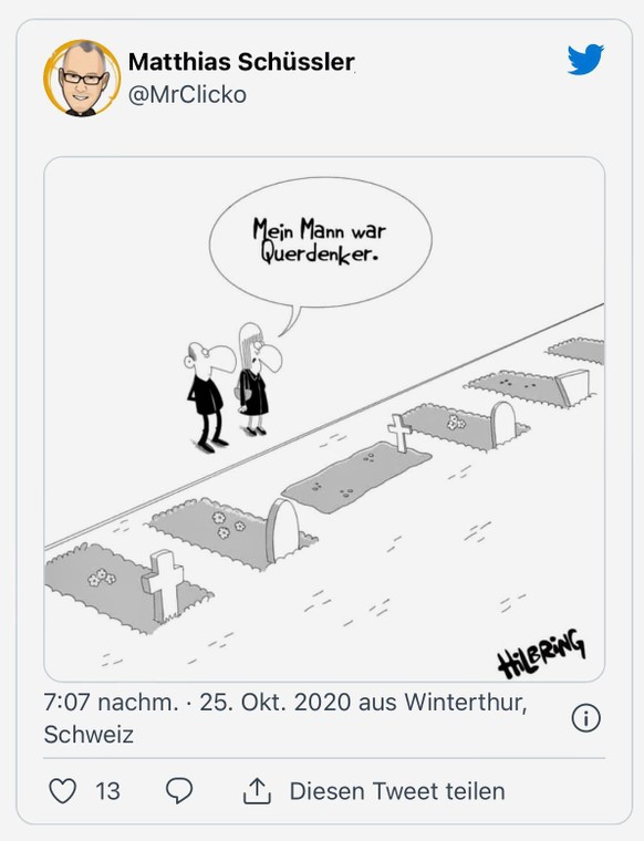 33 der besten Tweets, die die vierte Corona-Welle perfekt beschreiben\nUeli Maurer:

«Das sind nicht einfach Spinner und Verschwörungstheoretiker, sondern senkrechte Schweizer, die sagen: Jetzt geht d ...
