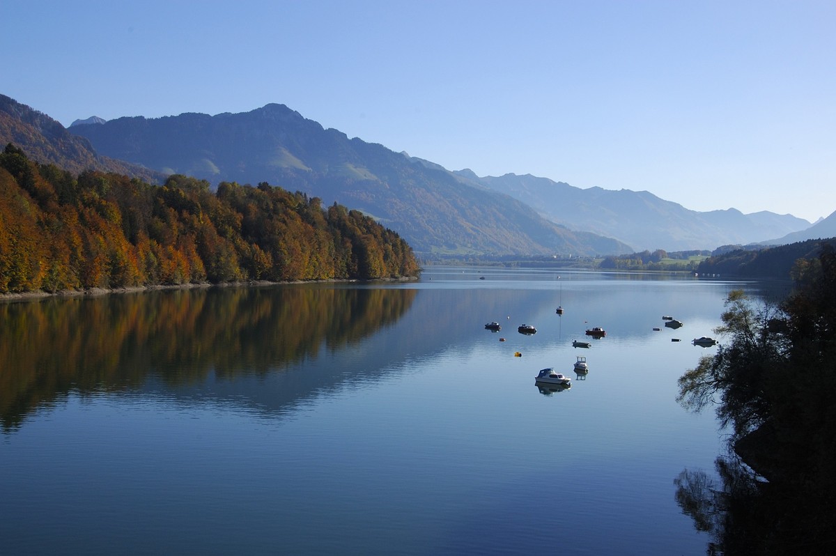 Lake in the region of Gruyere, Switzerland