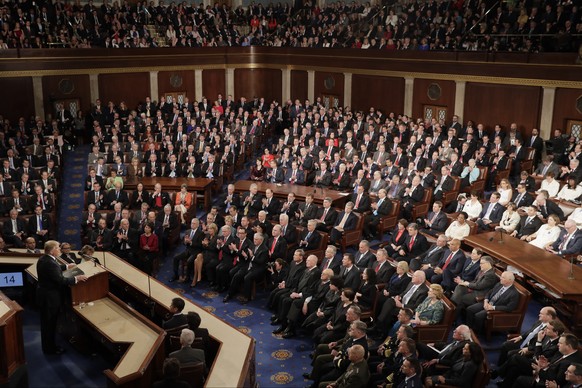 FILE - In this Feb. 28, 2017, file photo, President Donald Trump addresses a joint session of Congress on Capitol Hill in Washington. Trump will deliver his first State of the Union address on Tuesday ...