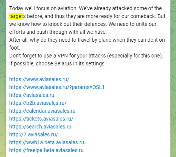 Die Ukraine gibt auf Telegram täglich die Ziele aus, die freiwillige Hacker angreifen sollen.
