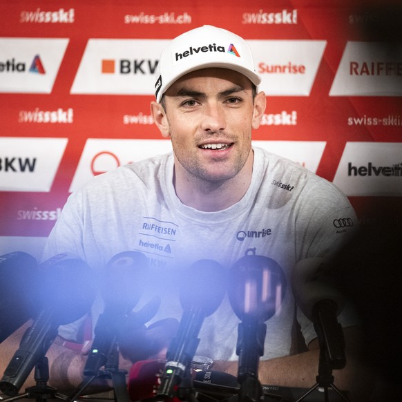 Daniel Yule am Medientreffen von Swiss Ski vor der Weltcup-Saison 2025/2026 in THE HALL, am Mittwoch, 1. Oktober 2025 in Duebendorf. (KEYSTONE/Andreas Becker)