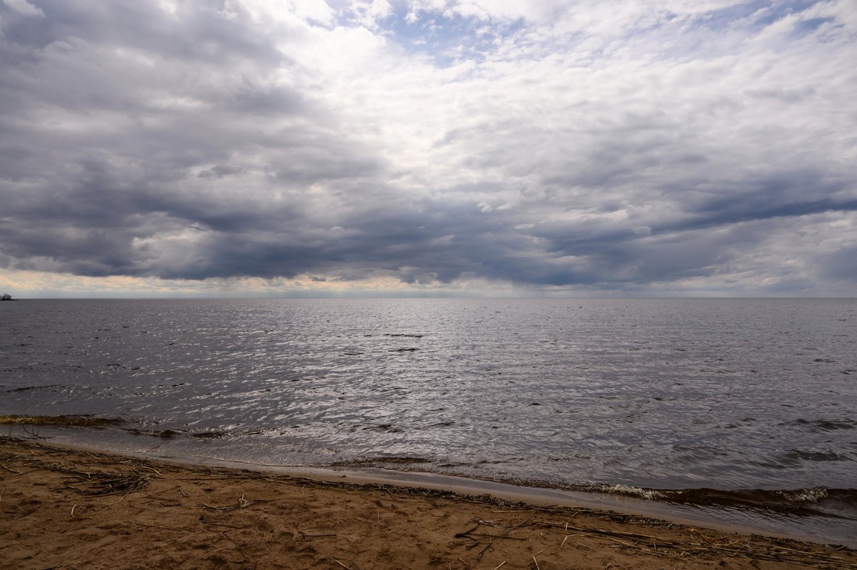 Gloomy Lake Peipus. Historic beautiful lake on a gloomy day