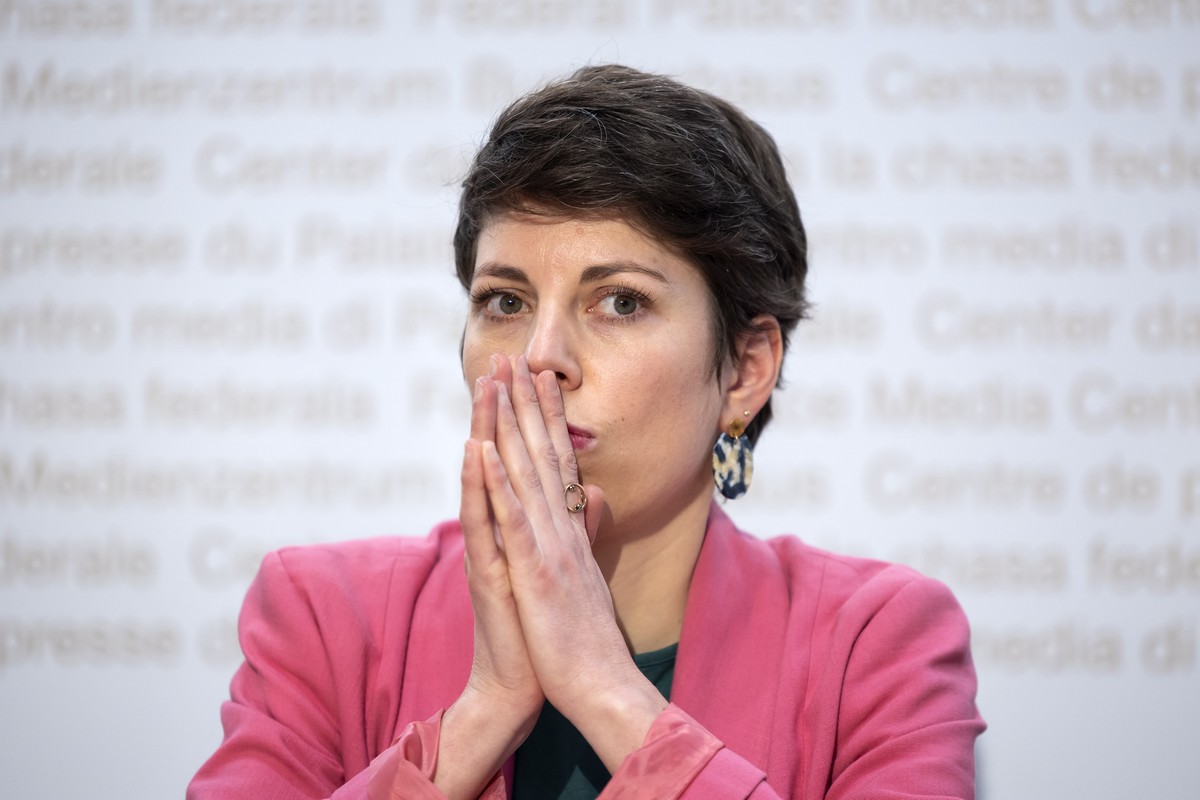 Lisa Mazzone, Praesidentin Gruene Schweiz, waehrend einer Medienkonferenz zur Lancierung der Kampagne der Klimafonds-Initiative, am Dienstag, 13. Januar 2026, in Bern. (KEYSTONE/Peter Klaunzer)