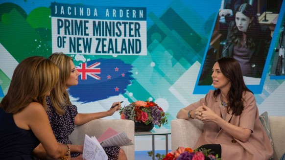 TODAY -- Pictured: Hoda Kotb, Savannah Guthrie and Jacinda Ardern, Prime Minister New Zealand on Monday, September 24, 2018 -- (Photo by: Nathan Congleton/NBCU Photo Bank/NBCUniversal via Getty Images ...