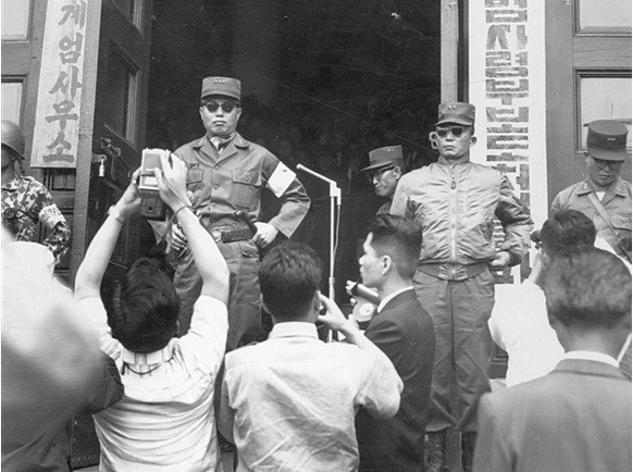 The leaders of the Military Revolutionary Committee pictured on May 20, four days after the coup: chairman Chang Do-yong (left) and vice-chairman Park Chung Hee (right).
https://en.wikipedia.org/wiki/ ...