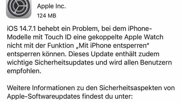 Die Update-Informationen zu iOS 14.7.1: Der neue Sicherheits-Patch schliesst die dreizehnte Zero-Day-Schwachstelle, die von Apple in diesem Jahr behoben wurde.
