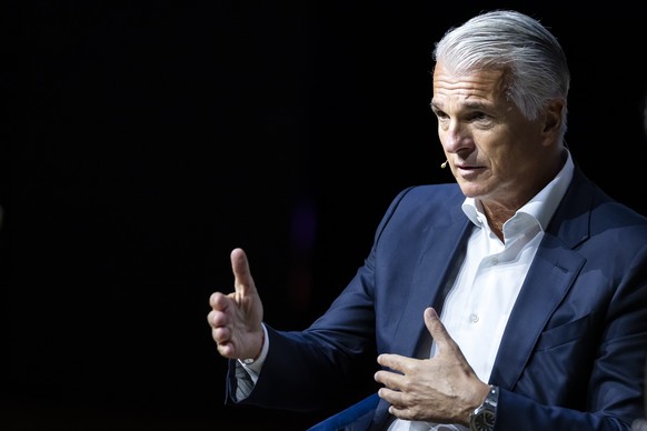 Sergio P. Ermotti, Group Chief Executive Officer of Swiss bank UBS speaks on stage during the Finance Forum Zurich on Tuesday, September 22, 2026 in Zurich, Switzerland. (KEYSTONE/Michael Buholzer)
