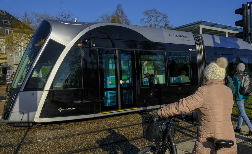 epa07223582 A tramway runs in the center of Luxembourg, 11 December 2018. The new Luxembourg coalition government has just commited itself to making all public transport free for all by early2020. EPA ...