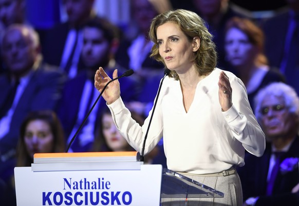 epa05616677 French lawmaker Nathalie Kosciusko-Morizet and candidate for the right-wing Les Republicains (LR) party primaries ahead of the 2017 presidential election speaks during the second televised ...