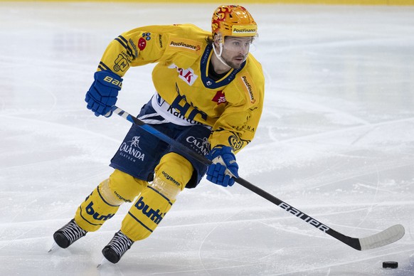 Davos Topscorer Mathias Brome, waehrend dem Qualifikations-Spiel der National League, zwischen den SCL Tigers und dem HC Davos, am Samstag 12. Maerz 2022, im Ilfisstadion in Langnau. (KEYSTONE/Marcel  ...