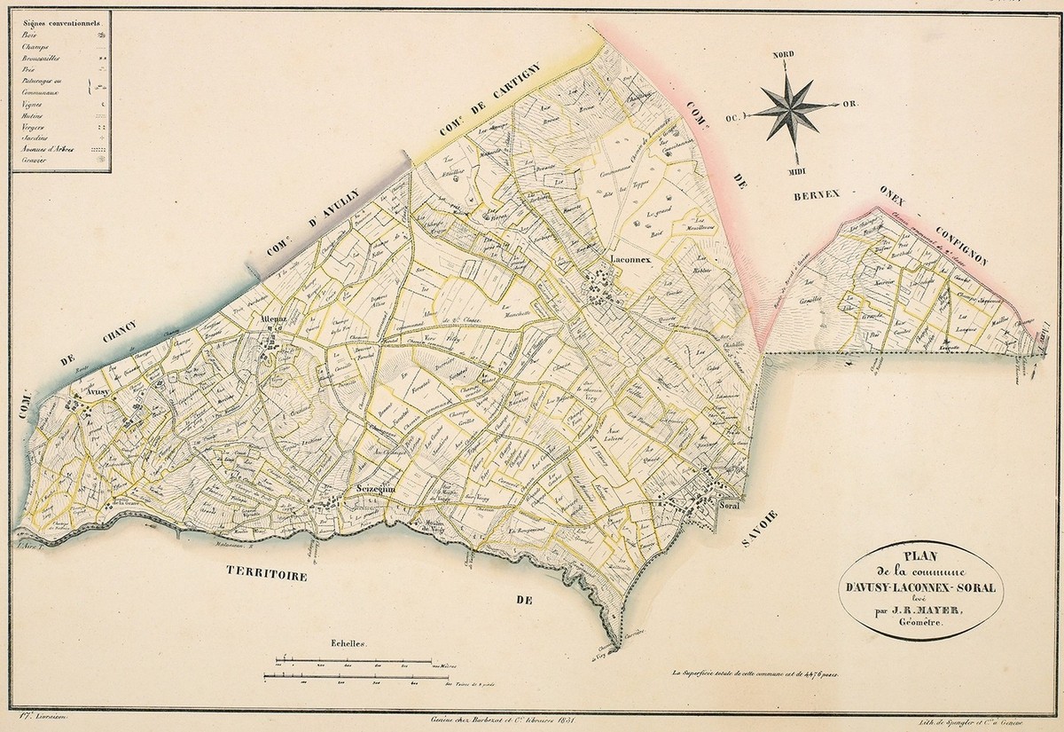 La région administrativement divisée autour de Genève sur une carte de 1831.
https://www.e-rara.ch/gep_r/content/zoom/25996937