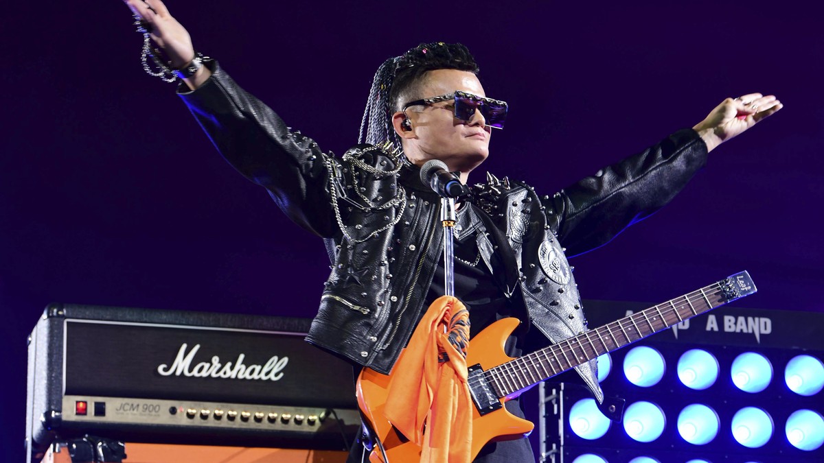 FILE - In this Tuesday, Sept. 10, 2019, file photo, Jack Ma, founder of the Alibaba Group, performs at the company's 20th-anniversary celebration in Hangzhou in eastern China's Zhejiang prov ...