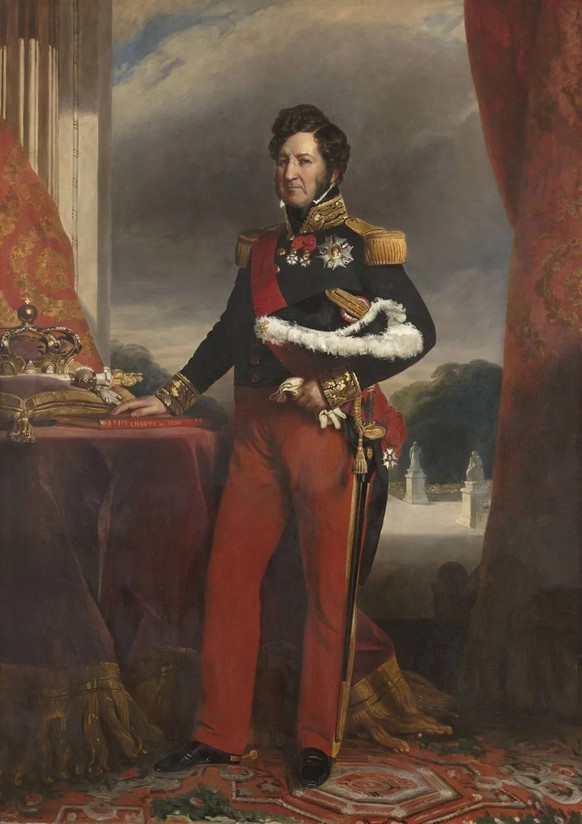 Louis Philippe als König der Franzosen nach 1830: ein stolzer und mächtiger Herrscher. Gemälde von Franz Xaver Winterhalter, um 1840.
https://collections.chateauversailles.fr/#/query/a593dfb8-d425-4ec ...