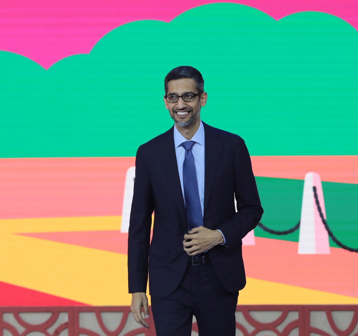 epa10373709 Google and Alphabet Inc. CEO Sundar Pichai arrives to attend Google for India event in New Delhi, India, 19 December 2022. Pichai attended Google for India 2022 event and is expected to me ...