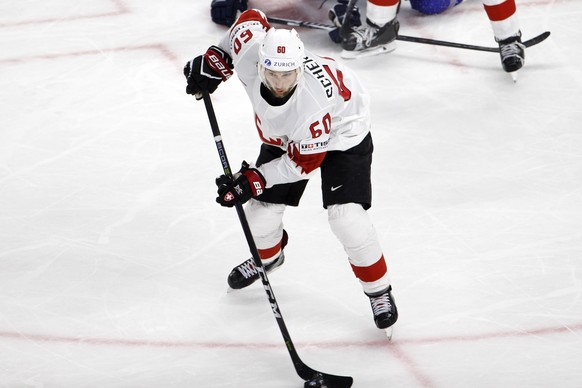 CAPTION CORRECTION: IDENTITY --- Switzerland&#039;s Tristan Scherwey in action during the IIHF 2018 World Championship preliminary round game between Slovakia and Switzerland, at the Royal Arena, in C ...