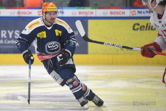 Ambri&#039;s Top Scorer Inti Pestoni, during the second game of the pre playoffs of the National League 2021/22 between HC Ambri Piotta and LHC Lausanne at the Gottardo Arena in Ambri, Sunday, March 2 ...