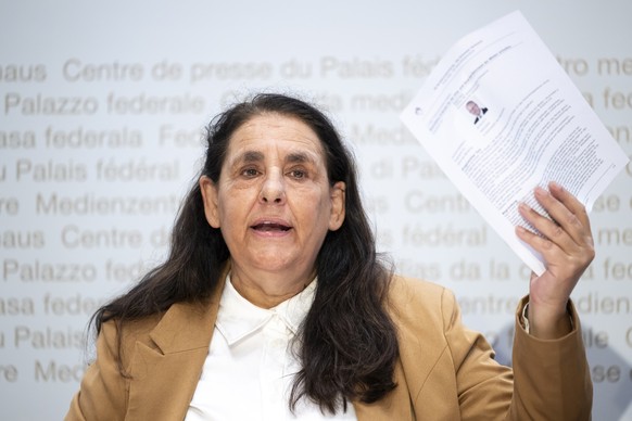 Jacqueline Badran, Vorstandsmitglied Mieterinnen- und Mieterverband Schweiz (MVS) und Nationalraetin (SP/ZH) spricht waehrend einer Medienkonferenz des Komitees 2 x NEIN zur Schwaechung des Mieterschu ...