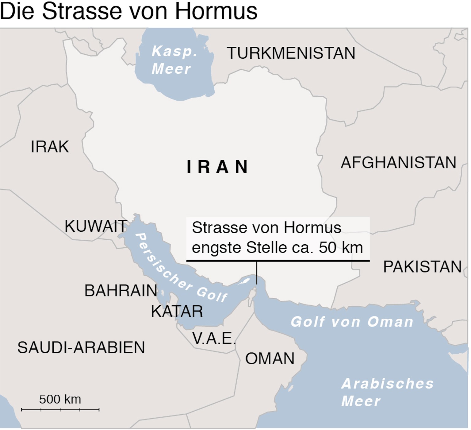 Die Strasse von Hormus zwischen Oman und Iran.