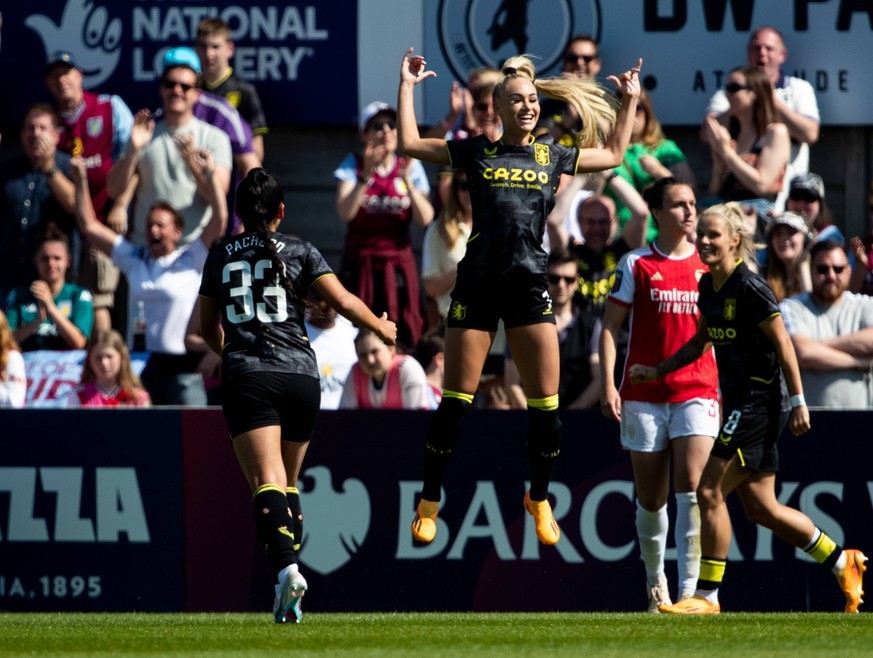 Alisha Lehmann 7 Aston Villa celebrates scoring Aston Villas second goal during the Barclays FA Womens Super League game between Arsenal and Aston Villa at Meadow Park in London, England. Liam Asman/S ...