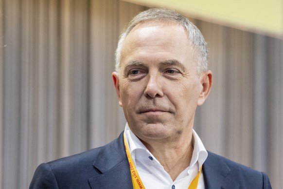 Der CEO von SIKA, Thomas Hasler anlaesslich der Generalversammlung 2024 der SIKA AG vom Dienstag, 26. Maerz 2024 in der Waldmannhalle in Baar im Kanton Zug. (KEYSTONE/Urs Flueeler).