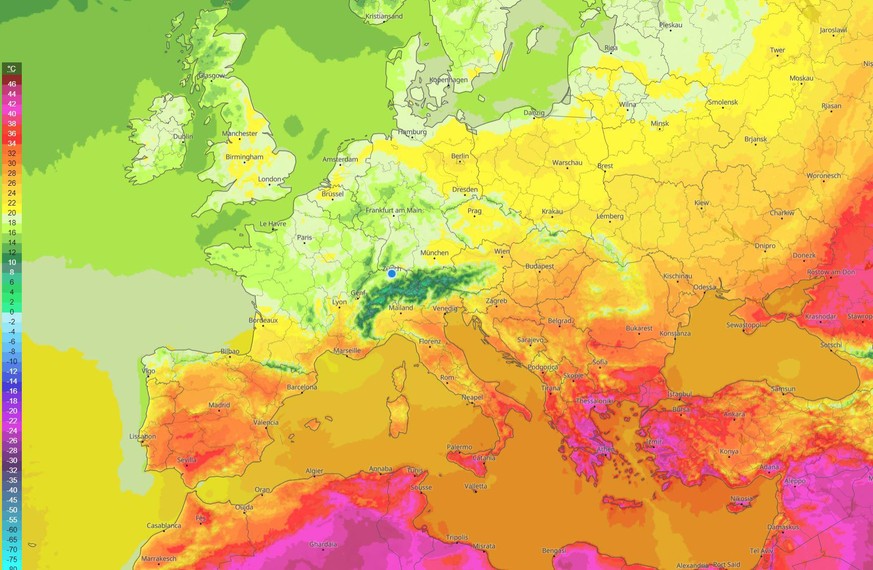 Im Südosten heiss, im Nordwesten kalt.