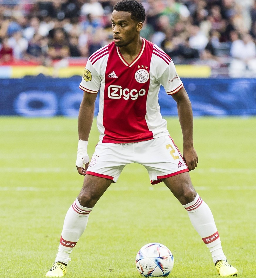 AMSTERDAM - 03-09-2022, Johan Cruijff ArenA. Dutch football, eredivisie, season 2022-2023. Ajax - Cambuur. Final score 4-0. Ajax player Jurrien Timber Ajax - Cambuur PUBLICATIONxNOTxINxNED x18118847x  ...