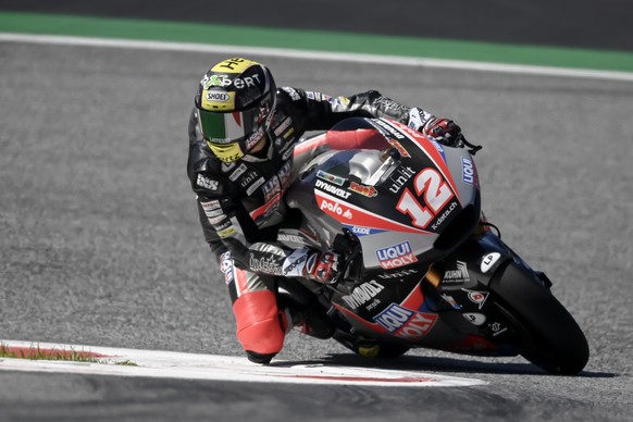 epa08616020 Swiss Moto2 rider Thomas Luthi of Liqui Moly Intact GP in action during first training session of the Motorcycling Grand Prix of Styria at the Red Bull Ring in Spielberg, Austria, 21 Augus ...