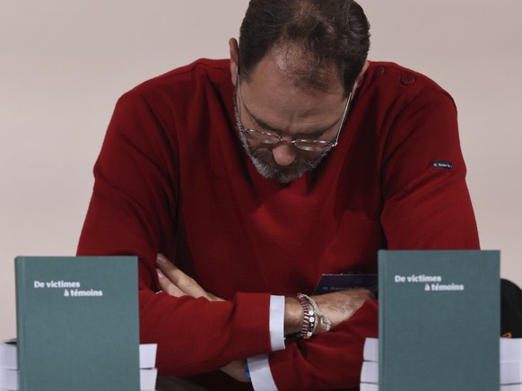 Francois Devaux, founder of victim association "La parole liberee", attends the publishing of a report by an independant commission into sexual abuse by church officials (Ciase), Tuesday, Oc ...