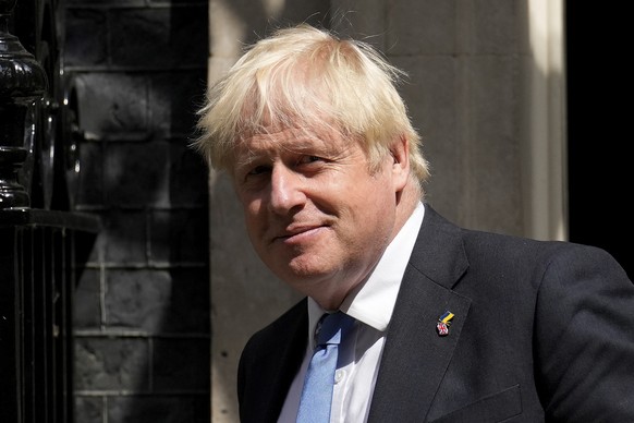 British Prime Minister Boris Johnson leaves 10 Downing Street, in London, to attend the weekly Prime Minister&#039;s Questions at the Houses of Parliament, Wednesday, July 20, 2022. The fractious race ...