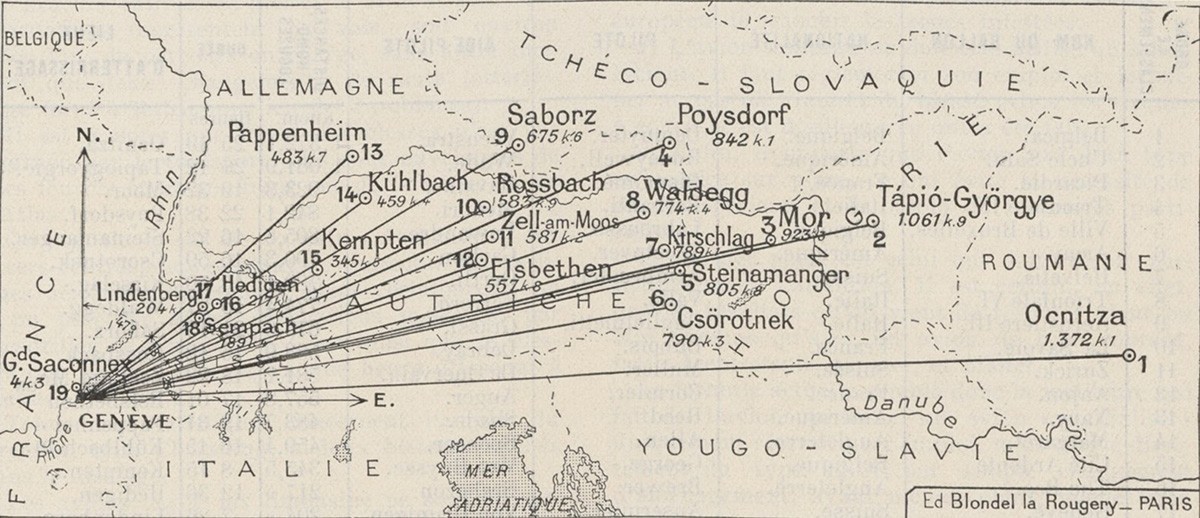 C'est la distance parcourue par les ballons au départ de Genève.
https://commons.wikimedia.org/wiki/File:1922_gorgon_bennett_trasy.jpg