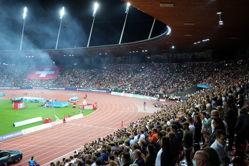 General view at the flower ceremony during the Weltklasse IAAF Diamond League international athletics meeting at the Letzigrund stadium in Zurich, Switzerland, Thursday, September 9, 2021. (KEYSTONE/G ...