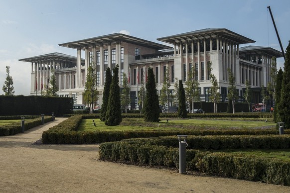 epa04466809 A general view of new Turkish Presidential Palace prior to a official reception for Republic day in Ankara, Turkey 28 October 2014. Turkish President Recep Tayyip Erdogan will move to new  ...