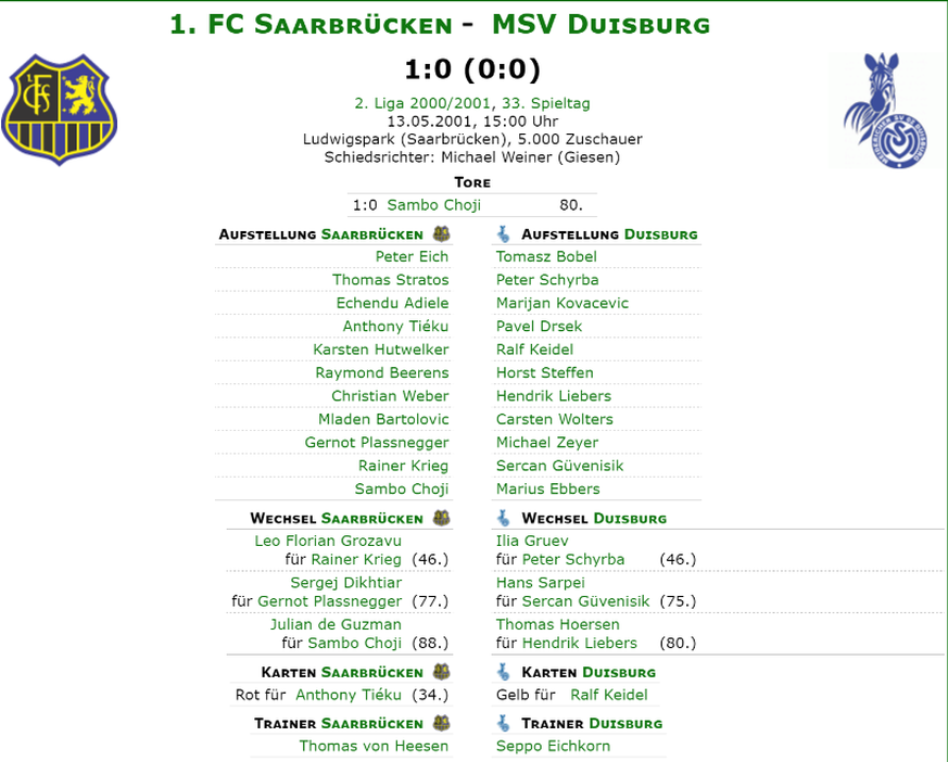 2. Bundesliga, 13. Mai 2001.&nbsp;