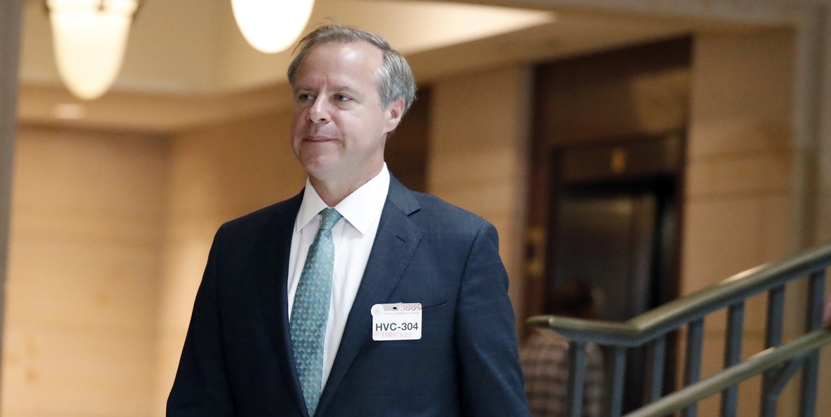 Twitter's Colin Crowell, head of global public policy, arrives for the closed door meeting with the House Intelligence Committee on Capitol Hill, Thursday, Sept. 28, 2017 in Washington. Officials ...